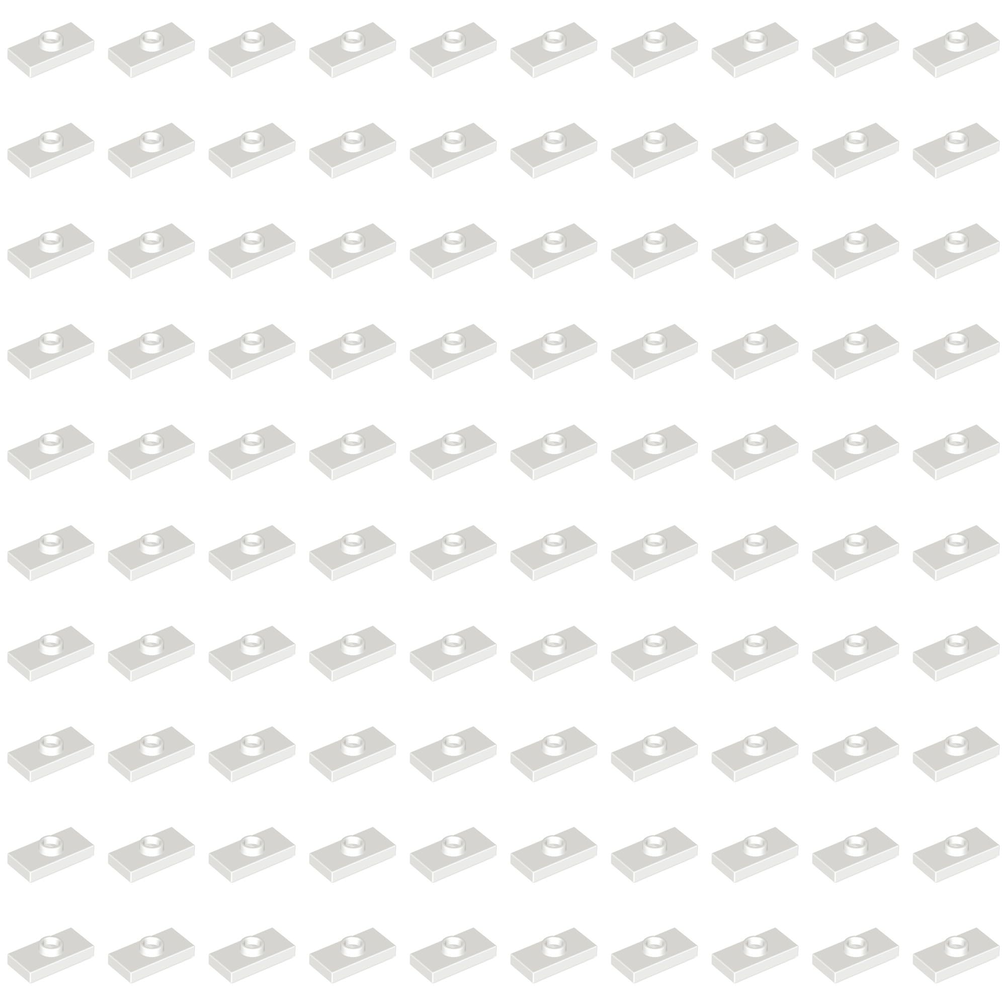 LEGO Modified 1 x 2 with 1 Stud with Groove and Bottom Stud Holder (Jumper), Part 15573 (White, 10, Bricks)