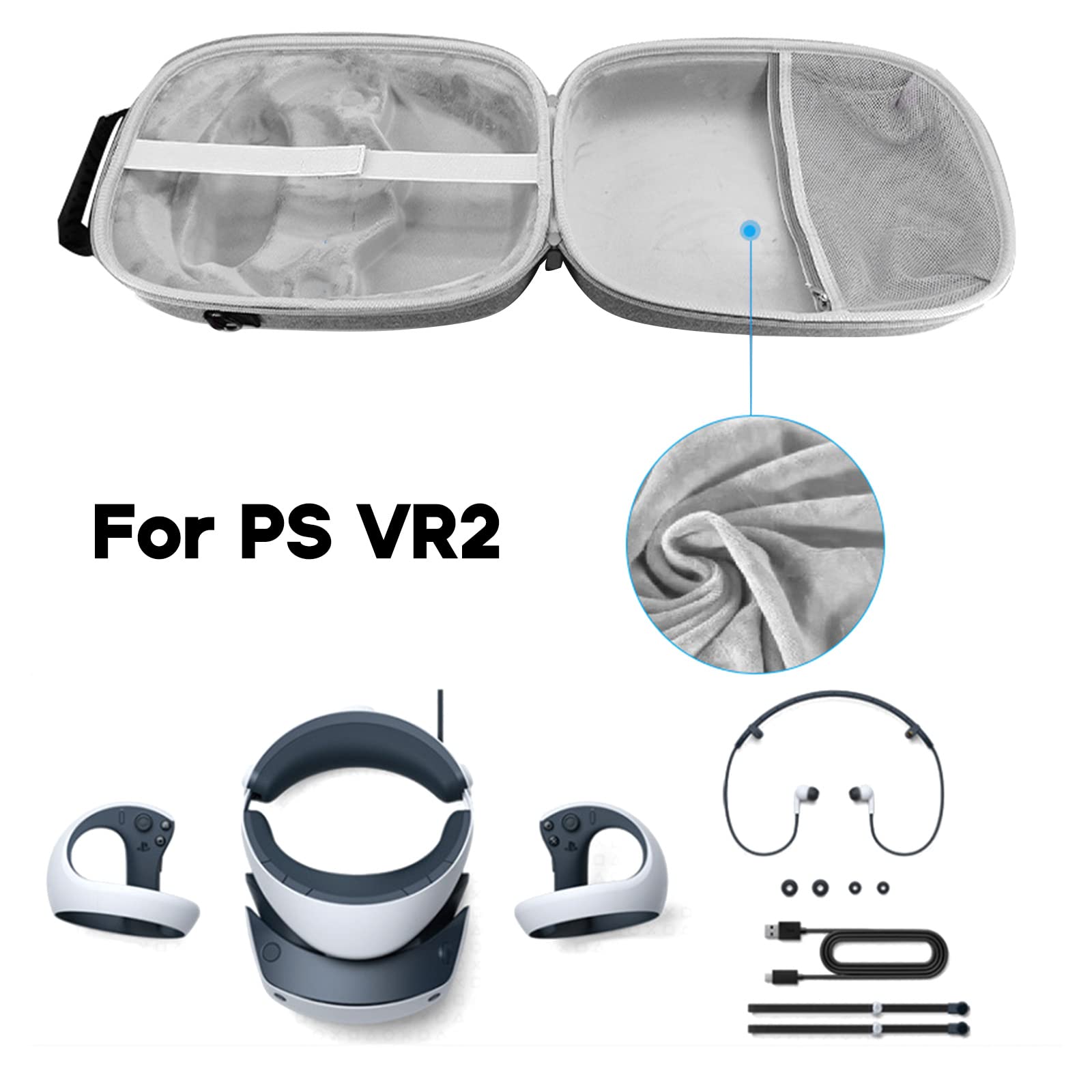 VR2 - Custodia rigida in EVA per cuffie da gioco, con fascia elastica interna, copertura protettiva per supporto antisporco