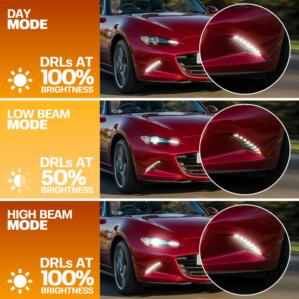 Arnés DRL Siempre Encendido para M.azda MX-5 ND 2016-2023 con Solo DRL LED, Kit Adaptador de Luces Diurnas, Arnés Jumper Siempre Encendido Compatible con Halo de Faros