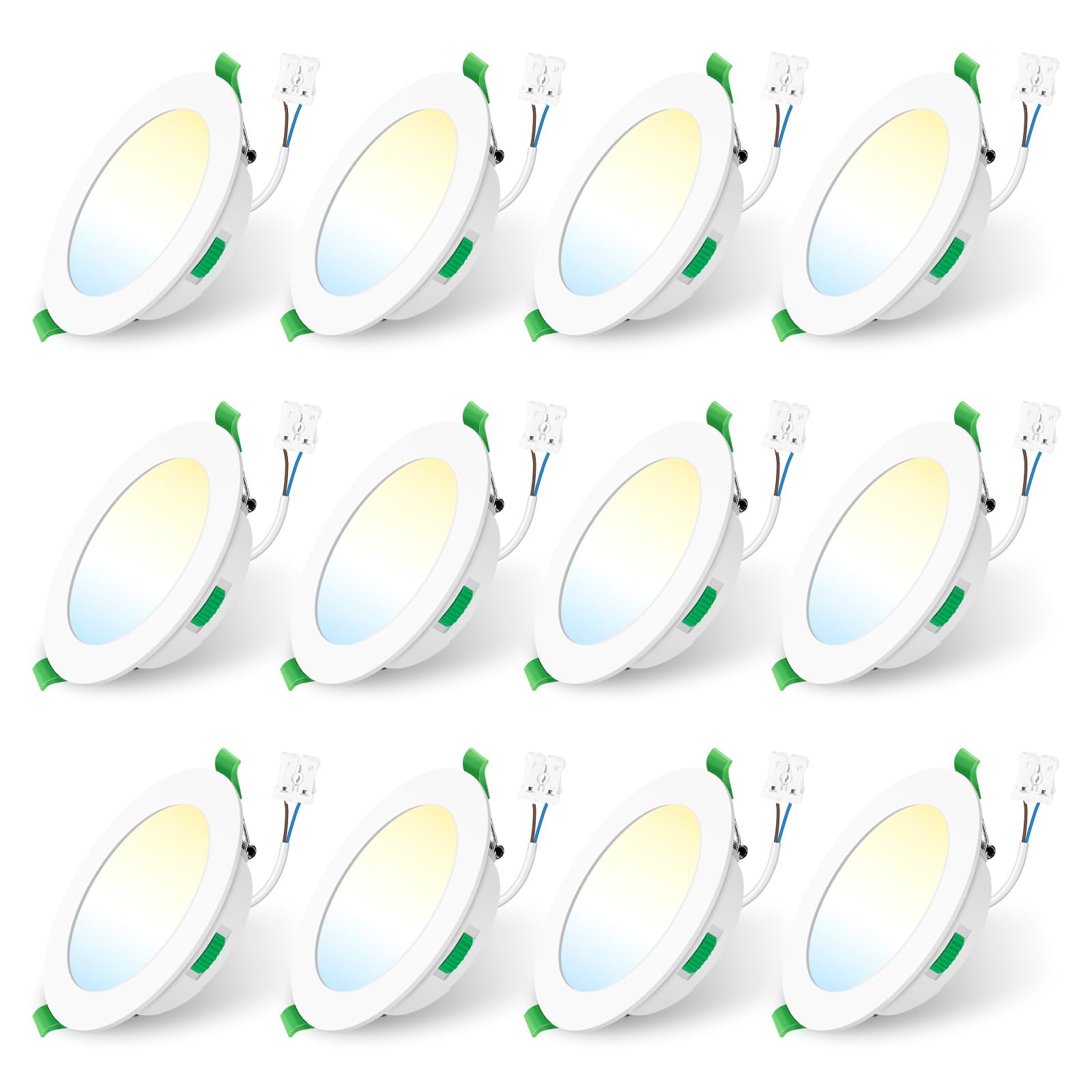 ALUSSO 12 Pack LED Recessed Ceiling Lights Dimmable Suitable for Bathroom.