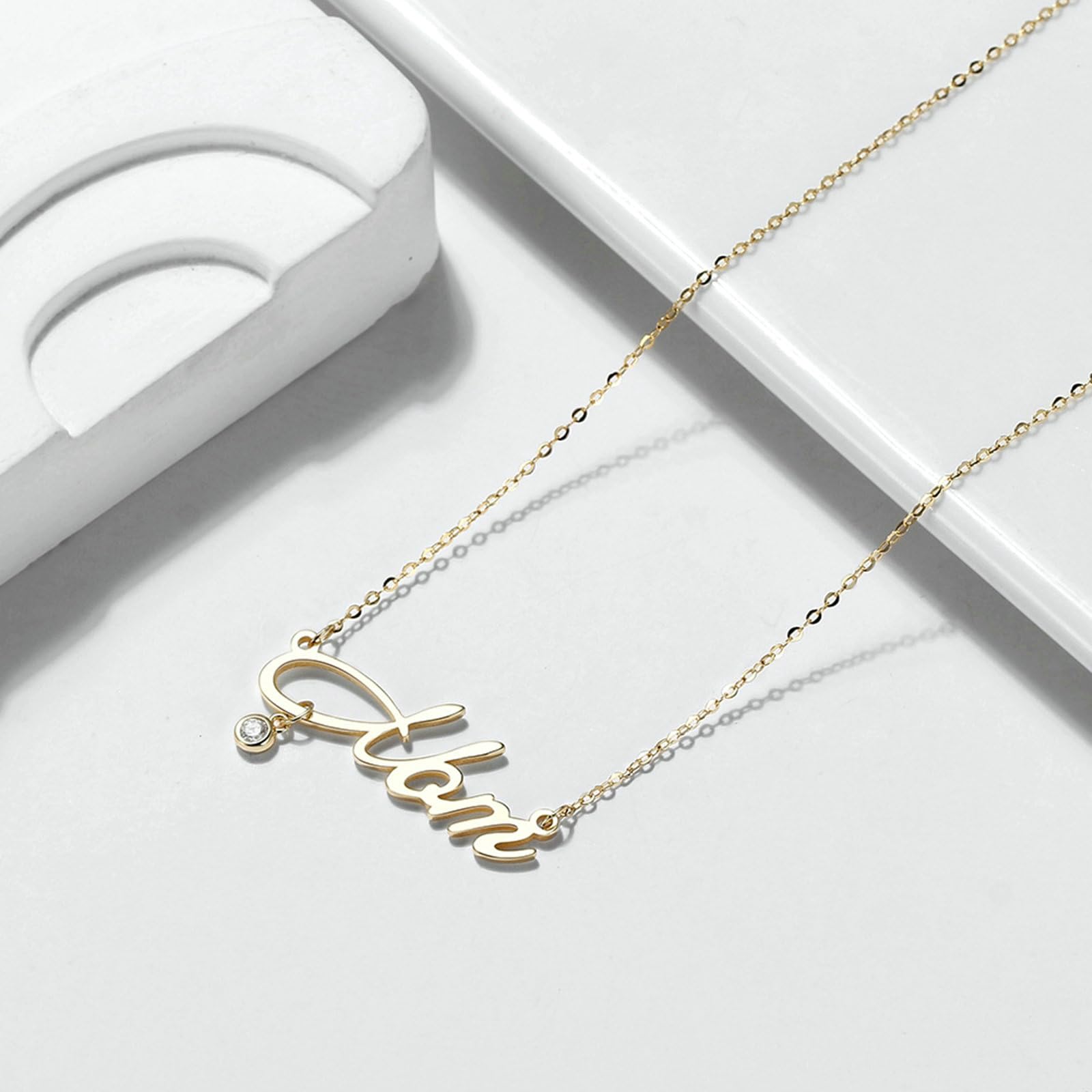 Collane del Pendente Donna Argento Sterling 925 Oro Collana Pendente Lettere Inglesi Zirconia Cubica