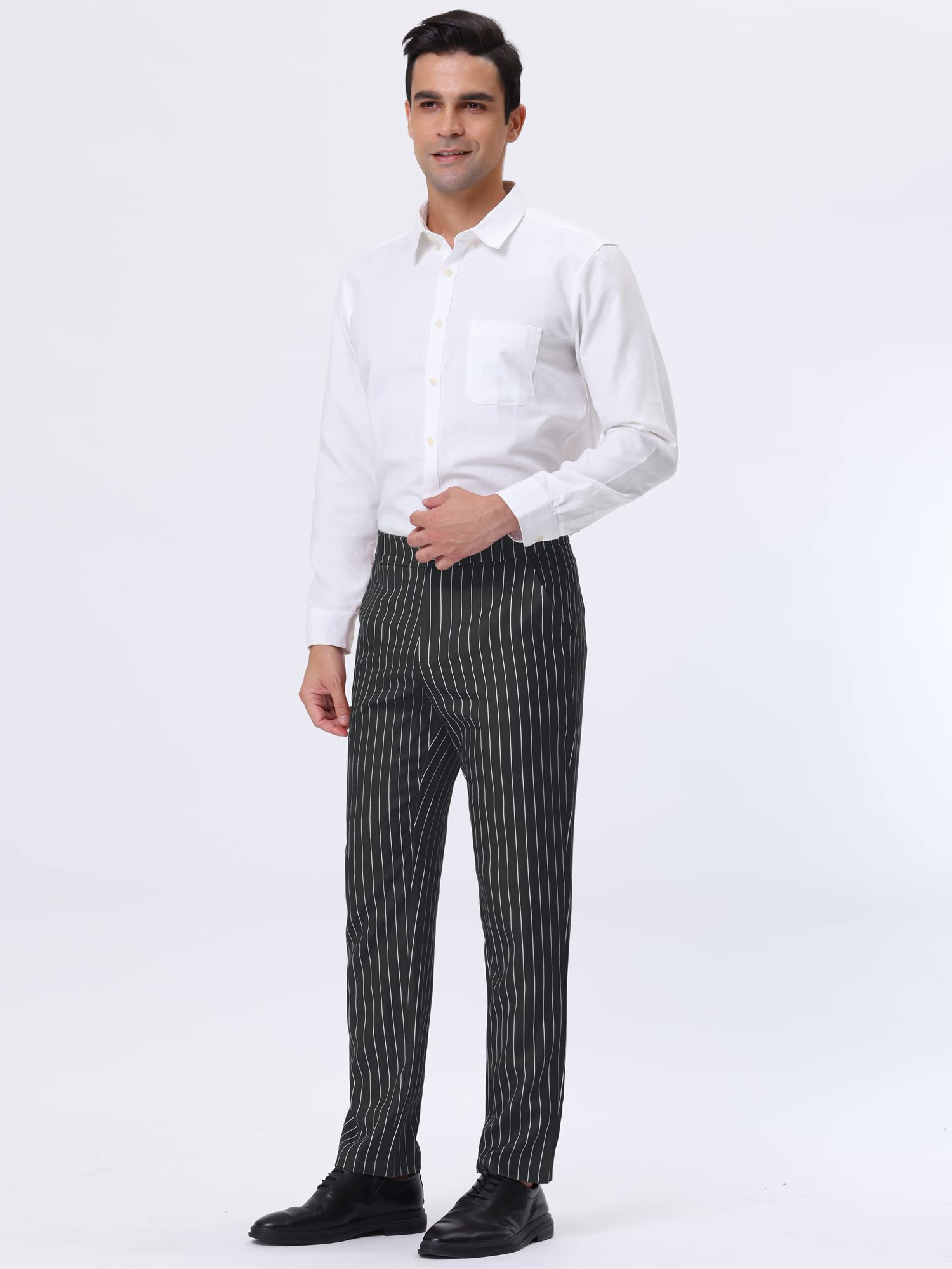 Lars Amadeus Pantalones de vestir a rayas para hombre, ajuste recto, bloque de color, pantalones de traje de trabajo para oficina