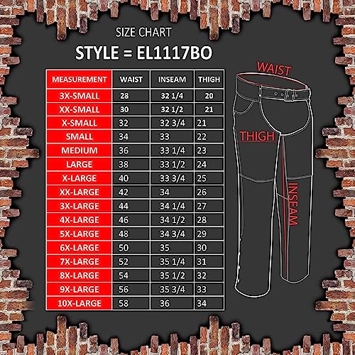 B Bar B Western Chaps Adult Basic Buckle Strap XL Brown 05-05-0049B