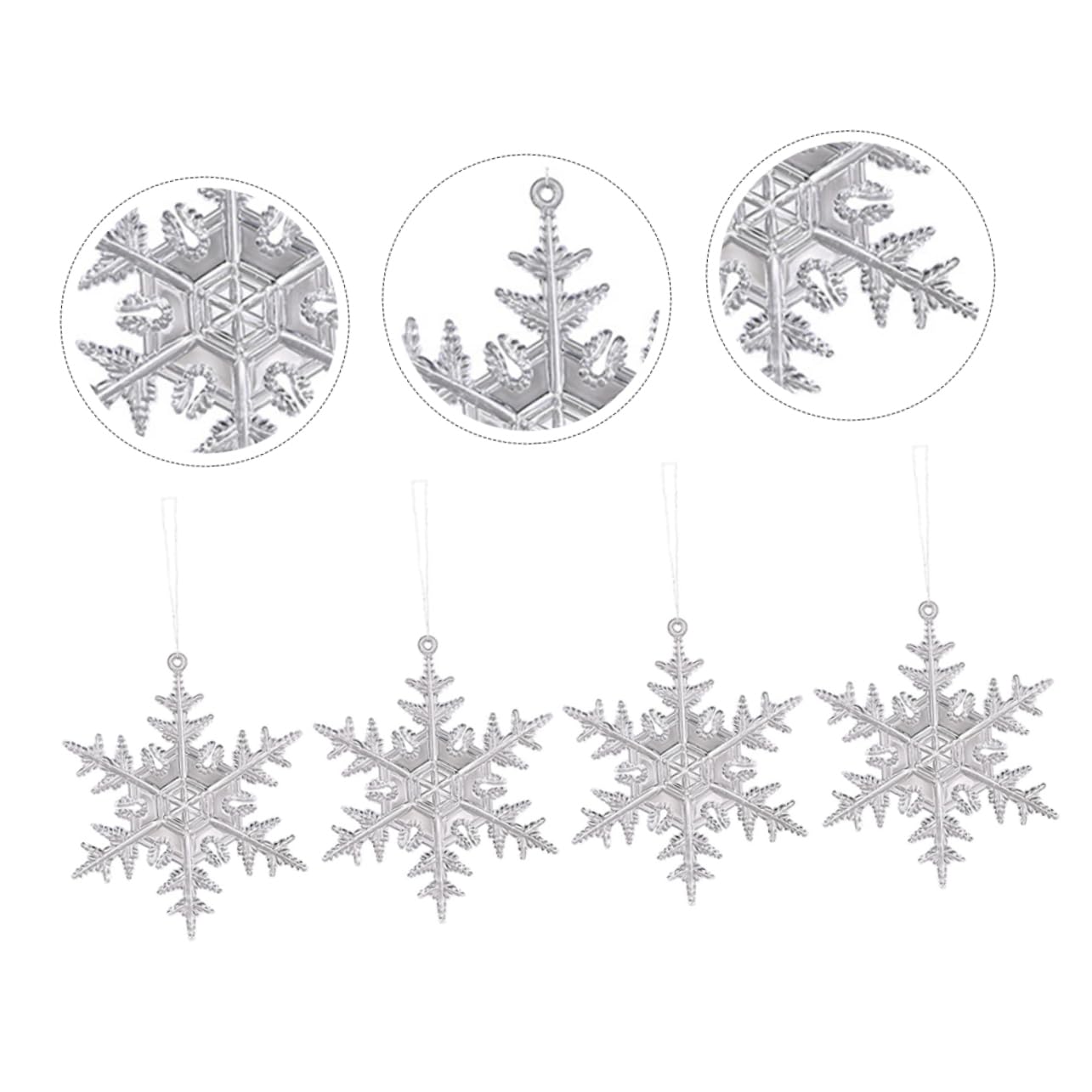 Cabilock Lot De 5 Décorations De Noël en Acrylique À Suspendre Flocons De Neige Décorations Festives À Suspendre 12 Pièces X 5