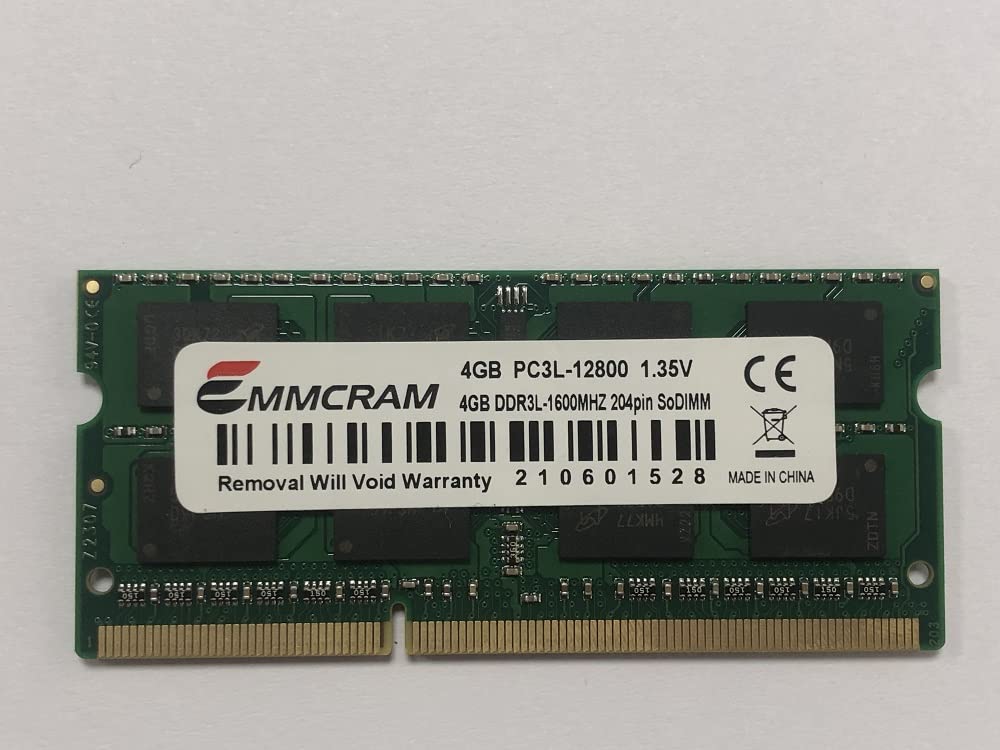EMMCRAM 4GB DDR3L 1600 SODIMM Laptop RAM PC3L-12800S 2Rx8 1.35V Non-ECC Unbuffered 204Pin Notebook Memory Module