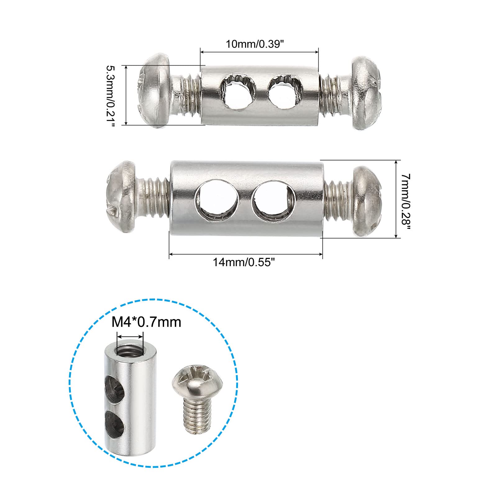 PATIKIL 1/8 Kit Fune Metalliche, 20pz M3 Morsetti Per Cavi E
