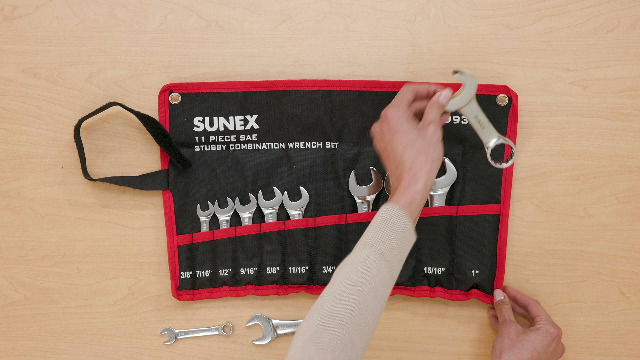 Sunex Tools 9930 SAE Stubby Combination Wrench Set, 3/8-Inch - 15