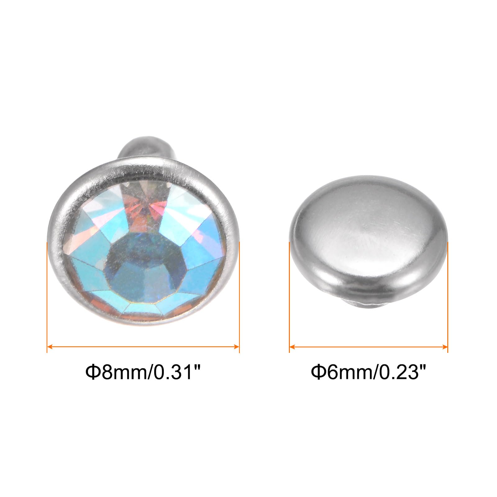 HARFINGTON 20pcs Crystal Rivets 8mm Rhinestone Rapid Stud Rivets for Clothing Leather Fabric Arts Crafts Decoration Leathercraft DIY, Multicolored