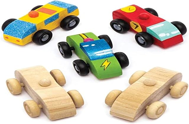 Baker Ross AW583 Mini Wooden Cars (Pack of 5)
