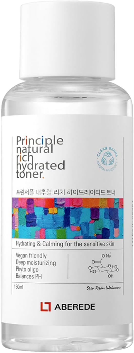 Principle Natural Rich Hydrated Toner 5.07 fl oz / 150ml, Hydrating & Moisturizing for Dry, Oily & Sensitive Skin, Soothing Toner, Triple Hyaluronic Acid, Moisture Barrier, Calming