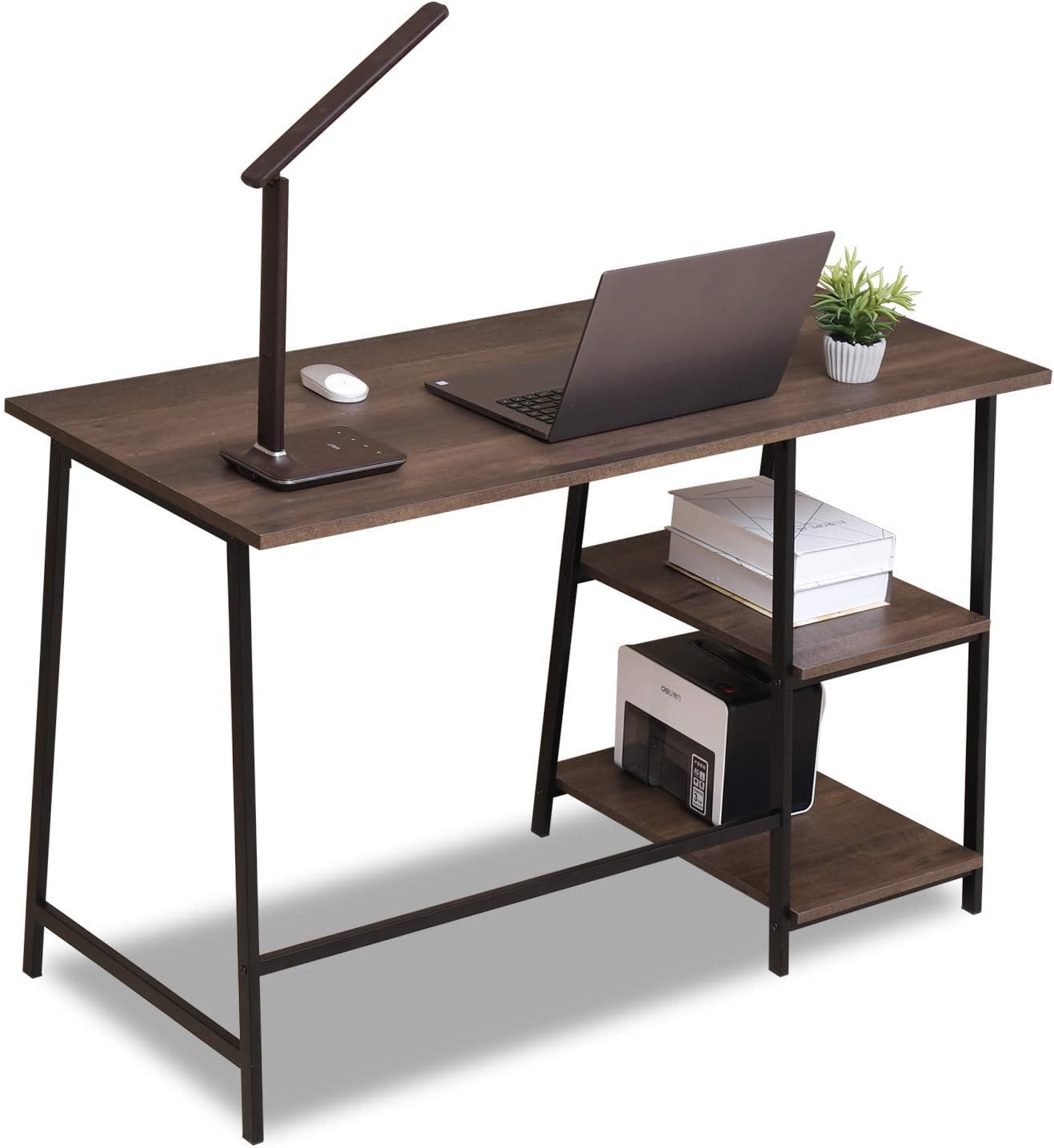 Sekey Home Computer Desk,47 inch Home Office Writing Desk, Laptop Desk with 2 Storage Shelves,Space Saving, Smoky Oak