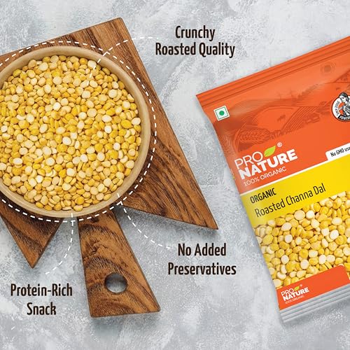 Image of Pro Nature 100% Organic Roasted Chana Dal | Bengal Gram Bhuna Chana | Rich in Protein & Energy Source | Gluten Free, Natural & Vegan - 500g (Pack of 3)