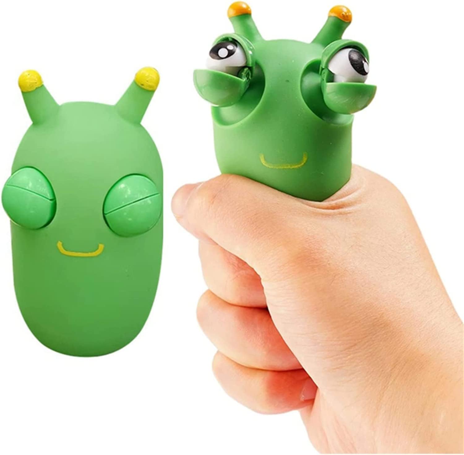 ZHIHUI Funny Grass Worm Pinch Toy, Squishy Squeeze Toys, Green Bug Toys