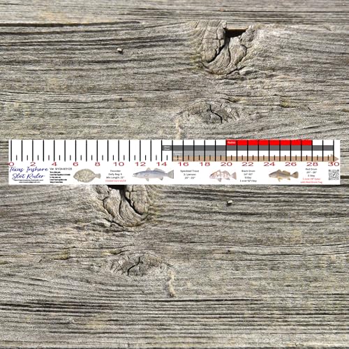 Generic Texas Inshore Fishing Slot Ruler Decal - Updated Regularly as New Regulations Take Effect