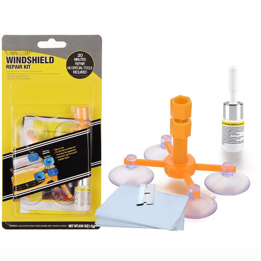 TINGSOVERE Auto steinschlag reparaturset windschutzscheibe, Car Glas Reparatur Set für Risse, Steinschläge, Bullaugen, Sternrisse und Halbmondrisse.