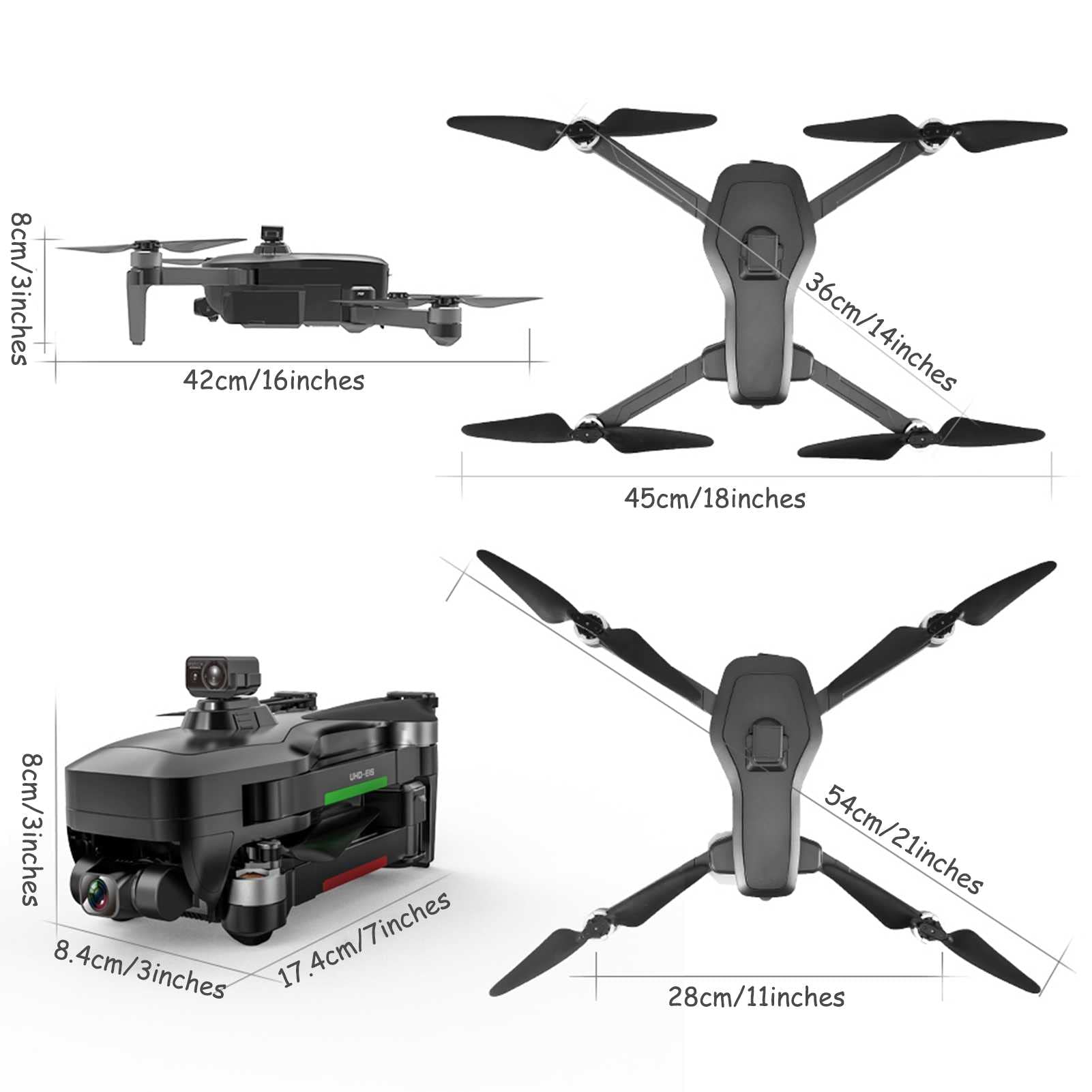 4K Dron 3-Axis kamera antywstrząsowa 26-min czas lotu 4 kierunki wykrywania przeszkód GPS Inteligentny system pozycjonowania podążaj za potężnym bezszczotkowym silnikiem czarny (1 bateria)