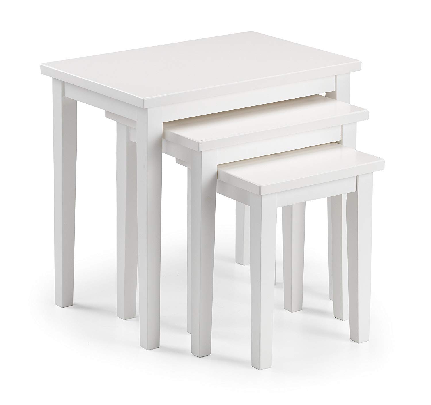 Julian Bowen Cleo Nest of Tables Set of 3 - Pure White - Solid Rubberwood
