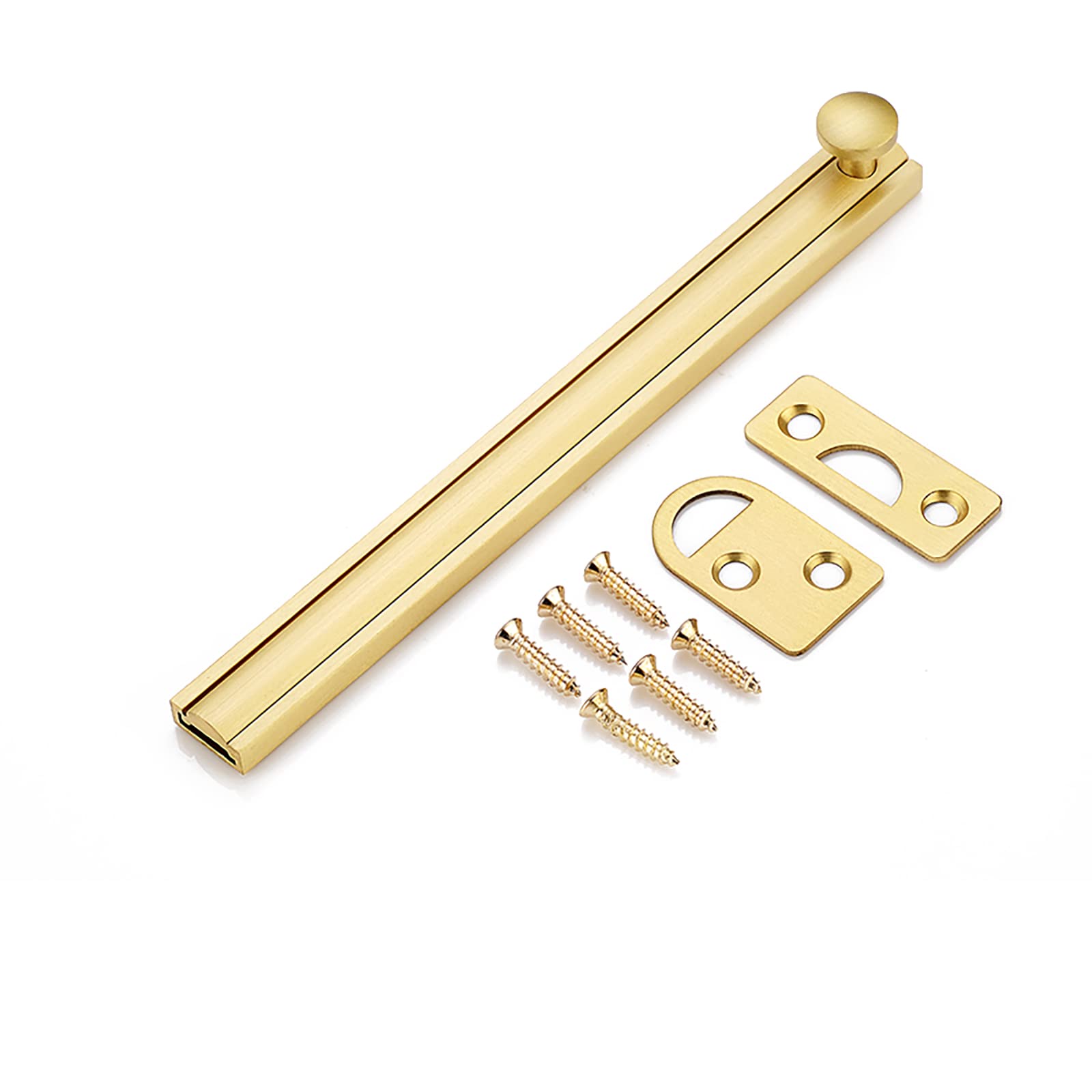 Cgjsefh Gold Door Latch, Slide Door Bolt Solid Copper Latch Buckle Invisible Bedroom Barn Lock Cupboards Workshop(,6In)