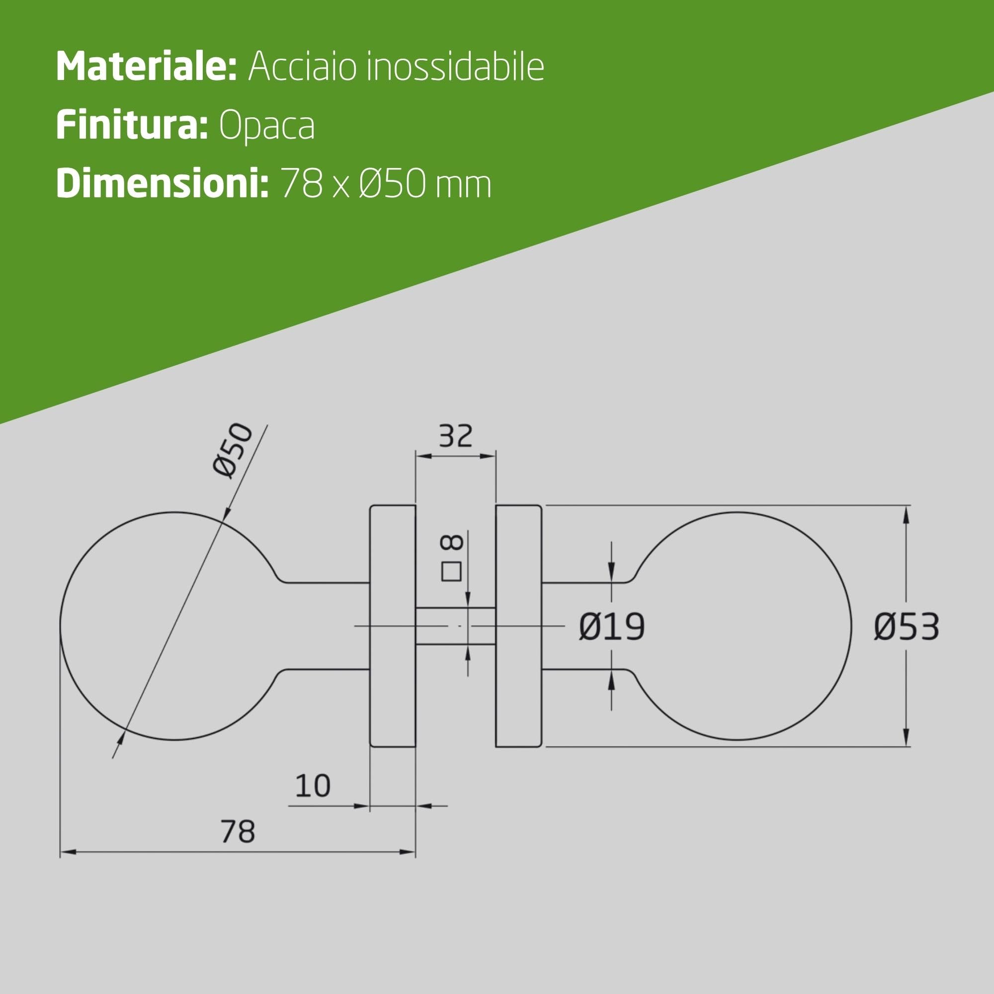 Amig – Pomolo/Maniglia rotonda per porta interna – Mod. 11GR – Impugnatura ergonomica – Rosetta rotonda – Acciaio inox 18/8 satinato – Ø50 x 78 mm
