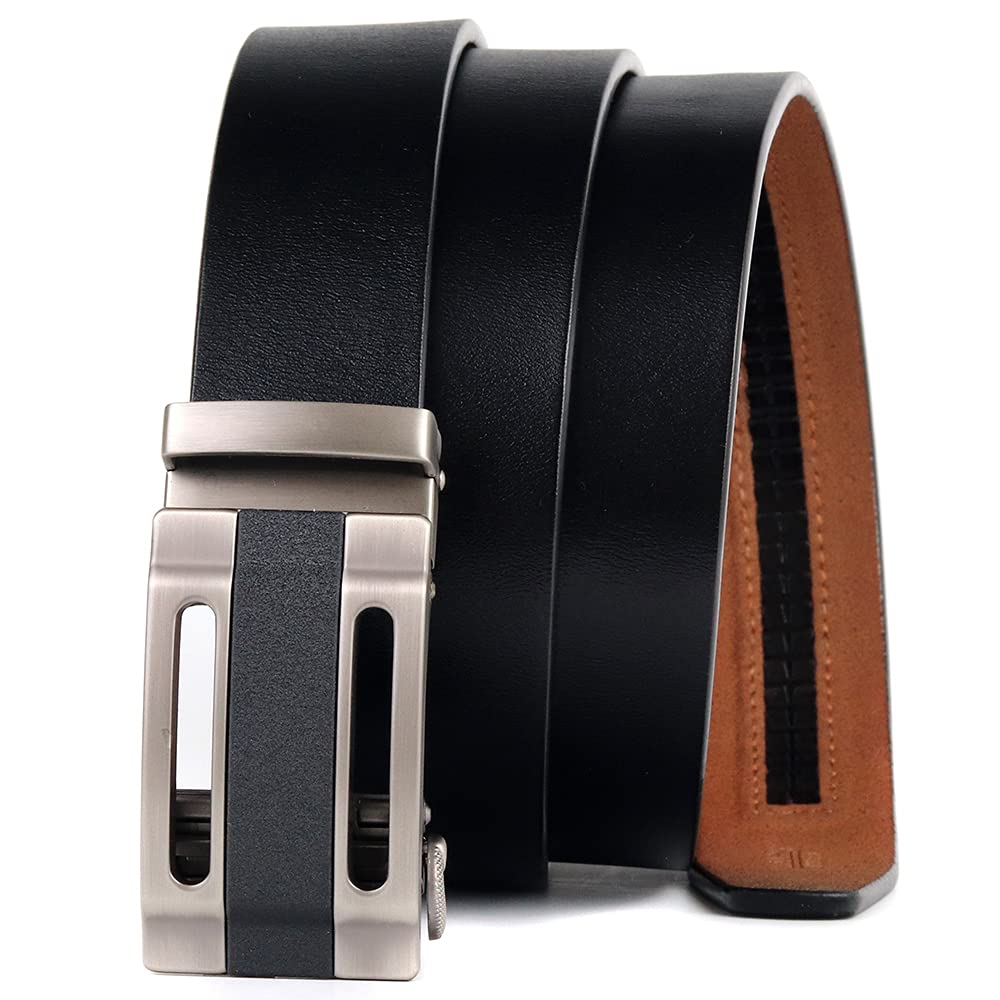 Cintura, Uomo Cintura in Pelle di Lusso di Lusso Black Bowhide Pantalone Cinturino Cinturino in Lega Fibbia a Fibbia Automatica retrò Cinghie (Belt Length : Length 110cm, Color : Nero)