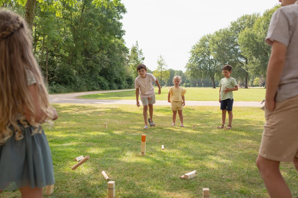 BS Toys Kubb für Kinder, An Active Family Game Wikingerspiel, Kubb Wikingerschach Holz Outdoor Spiel Wurf, Play, Move, Learn!