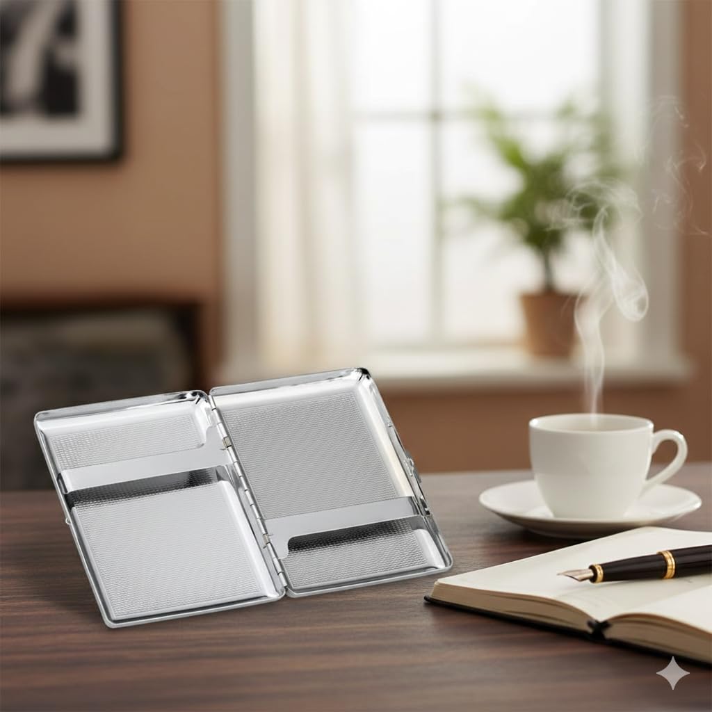 Zigarettenetui Doppelseitig Frankfurt 8,5x10,5 cm Silber Plated Versilbert mit Geschenkverpackung