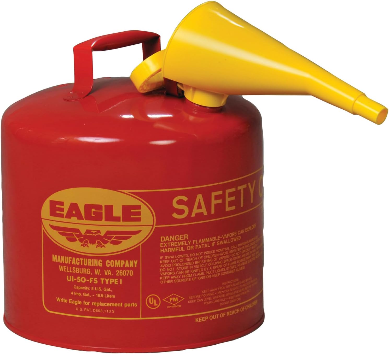 Eagle Mfg 258-UI-50-FS 5Gal Type 1 Safety Can W-Funnel