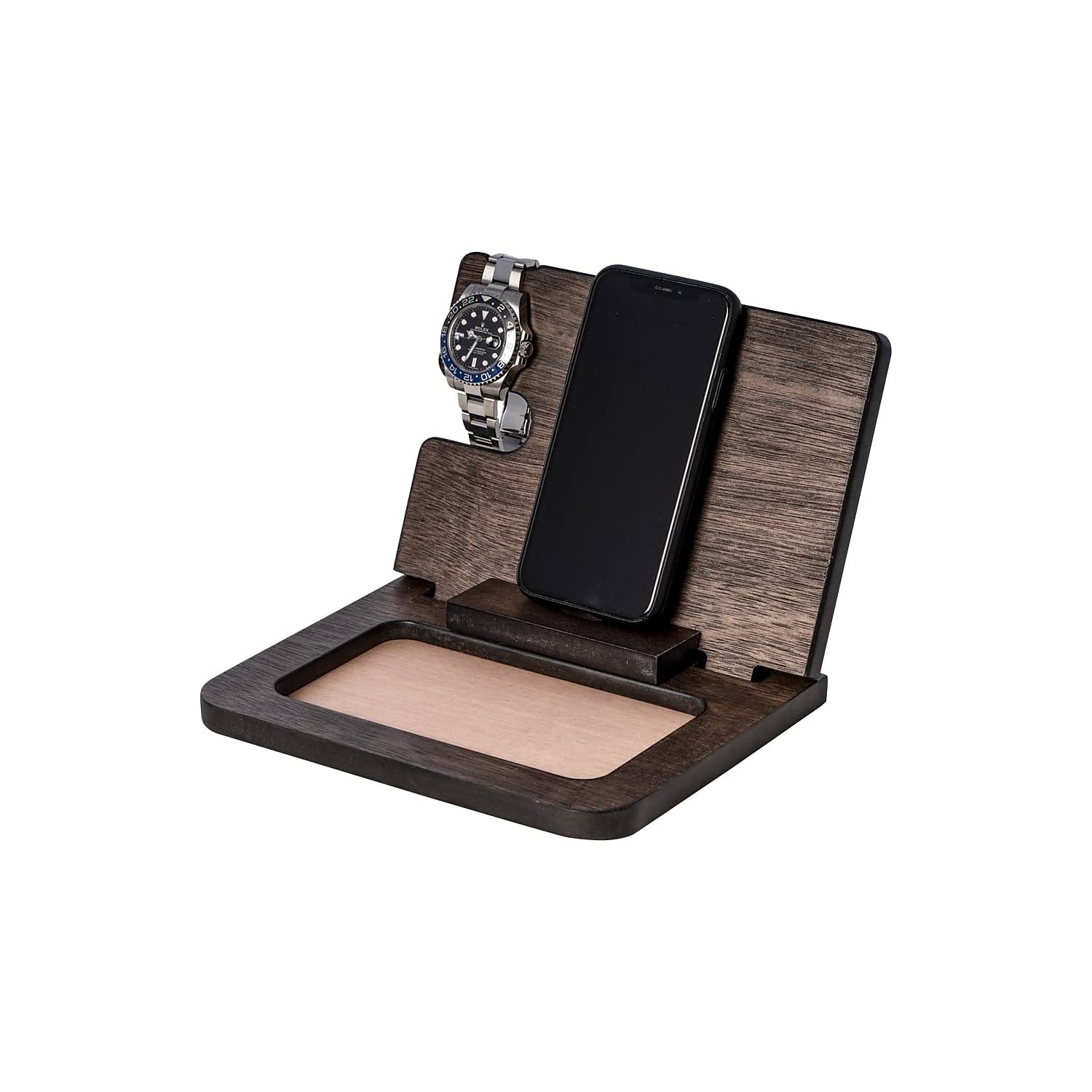 Bey-Berk Wood Docking Station with Valet, Brown (BB712GRY)