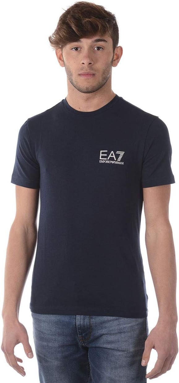 EA7 Men's Chest Logo T-Shirt, Blue, XXL