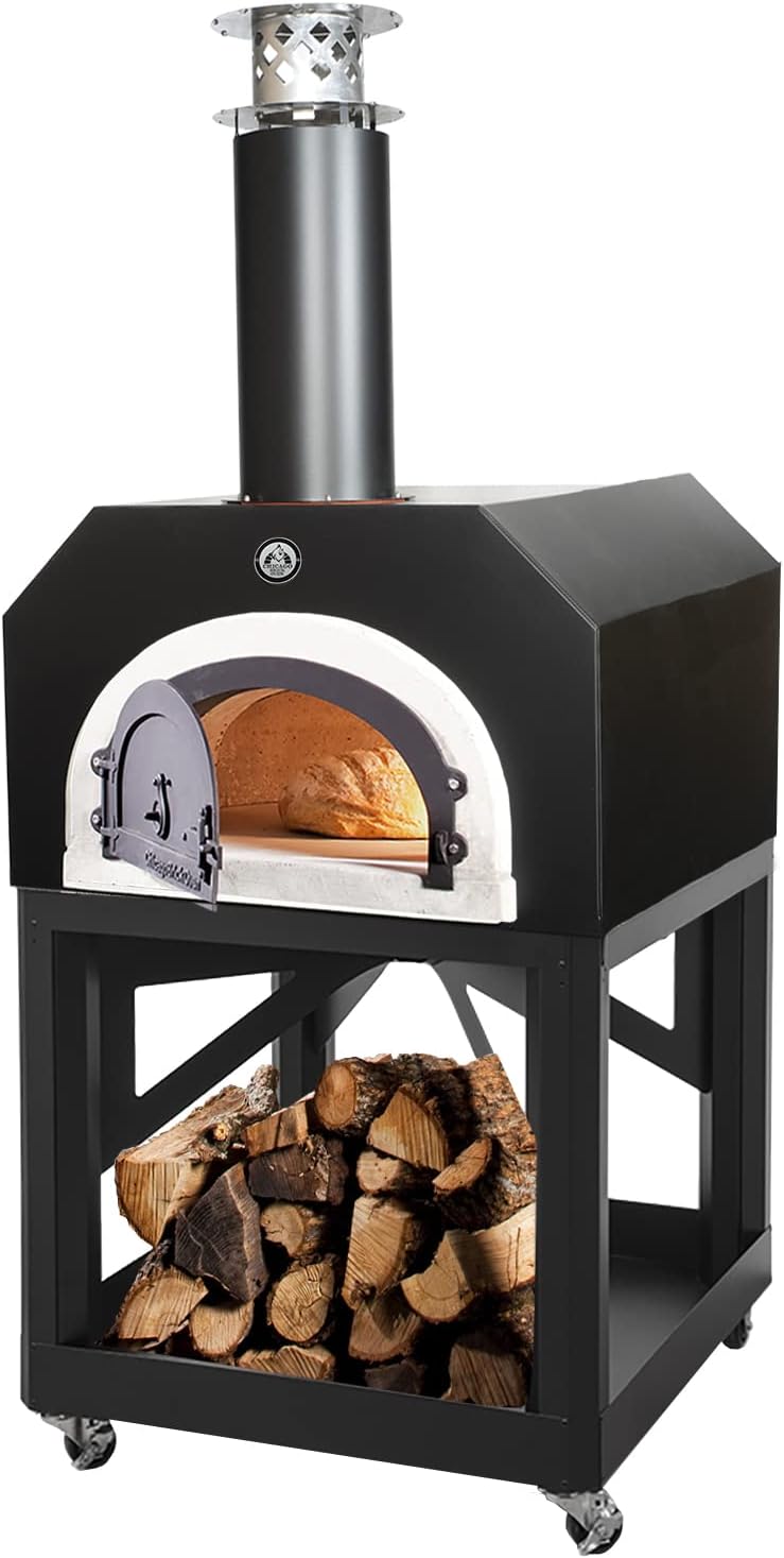 Chicago Brick Oven Wood-Burning Mobile Outdoor Pizza Oven, CBO-750 Mobile Oven with Solar Black Hood