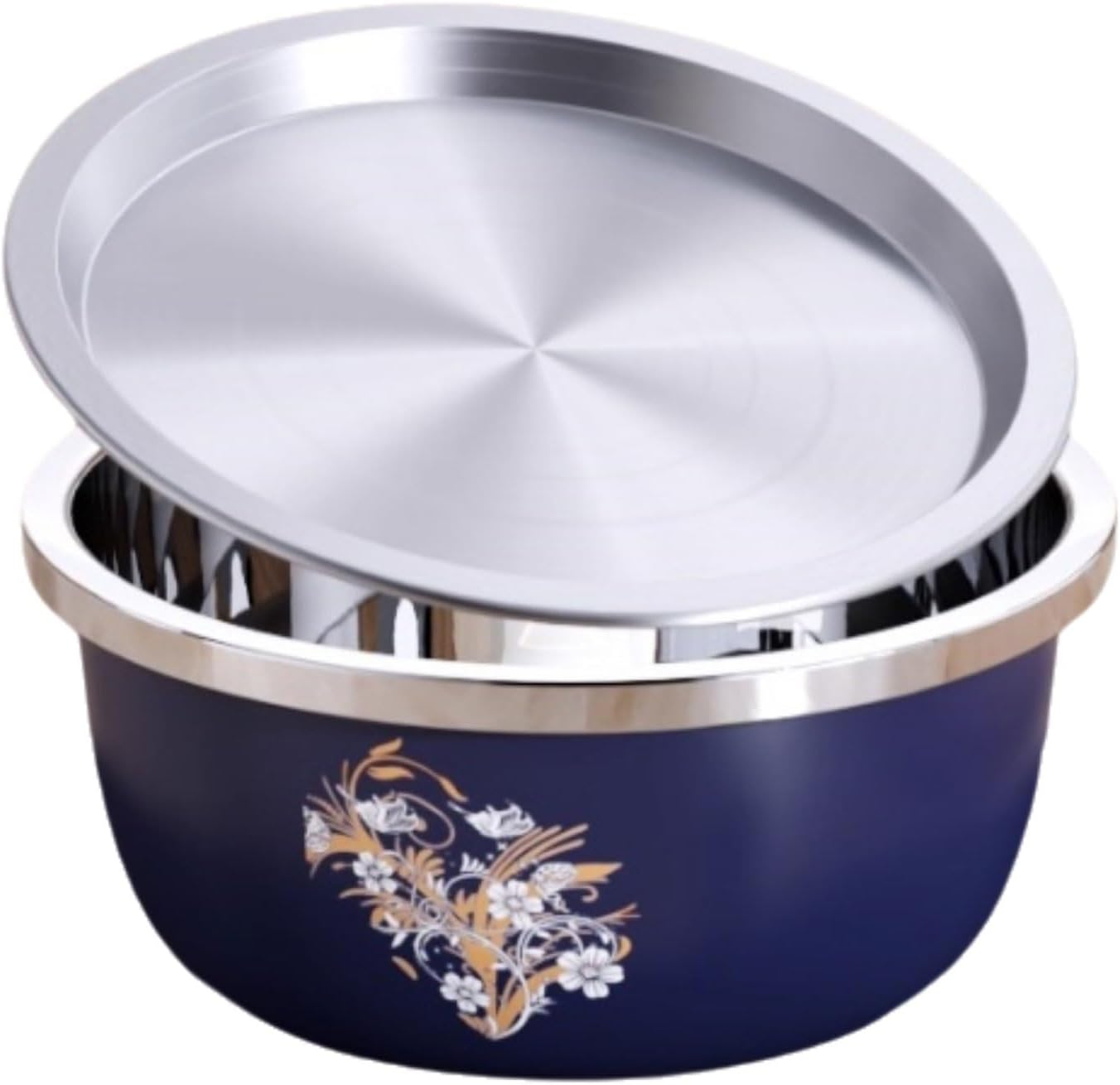 Stackable Stainless Steel Mixing Bowl With Lid For Kitchen Egg Mixing Salad Kneading Dough Bowl Capacity 3500ML/123.1OZ multipurpose