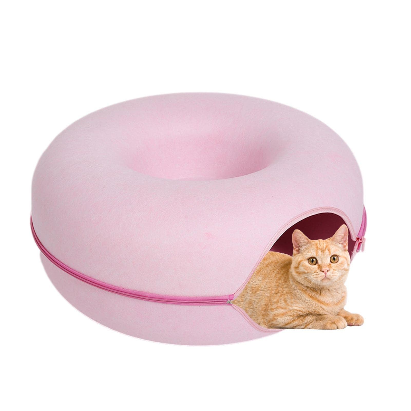 Fly Lit Tunnel pour Chat,Lit Tunnel pour Lapins - Tunnel Rond pour Chat, interactifs pour Chat pour l'ennui, Conception Mignonne Beignet, Puzzle Chat, Fournitures
