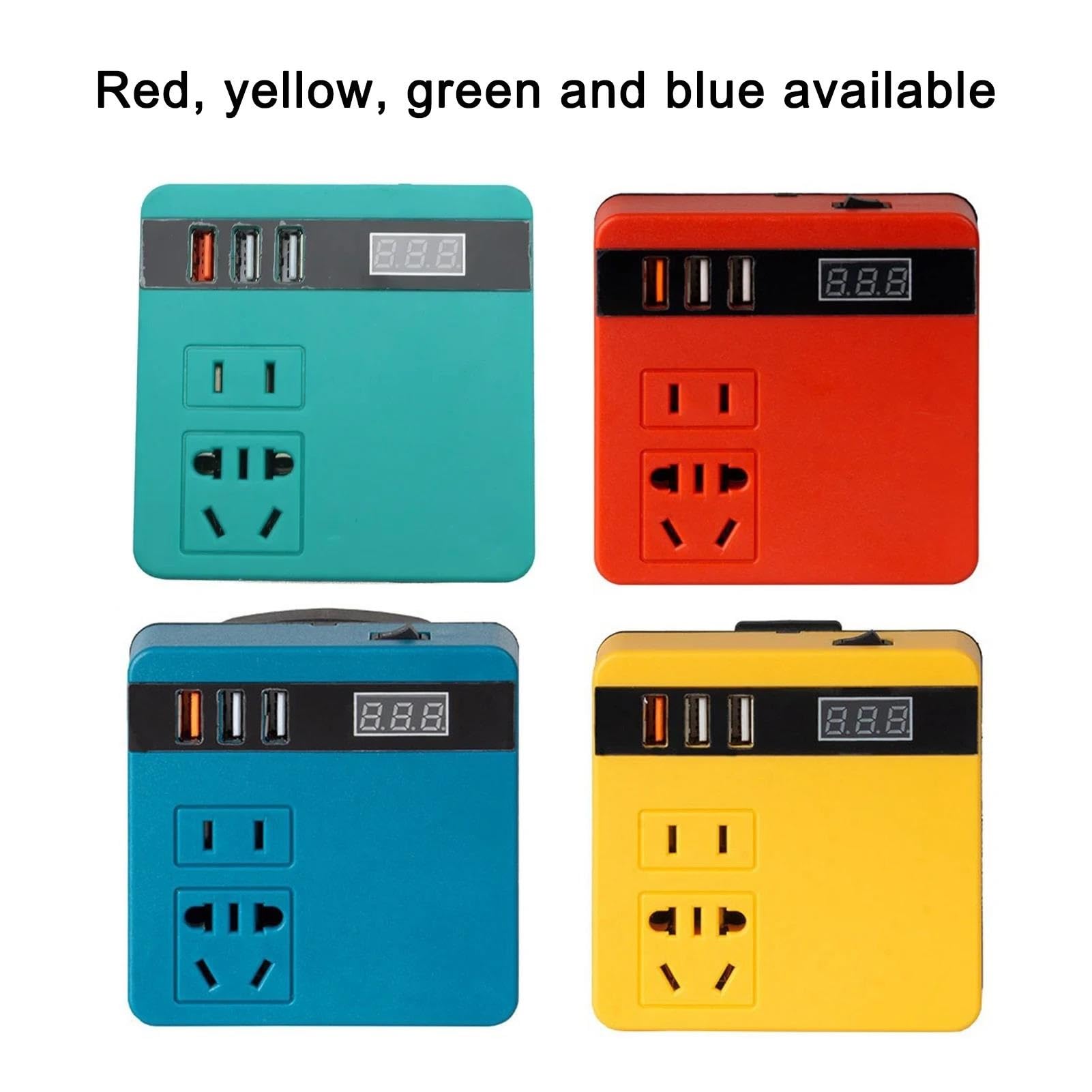 Inversor Inversor De Batería Litio De 120W Banco De Energía De 18V 21V A 110V 220V Transformador Inteligente Multifunción Uso Doméstico Exterior Onda sinusoidal modificada(Azul)