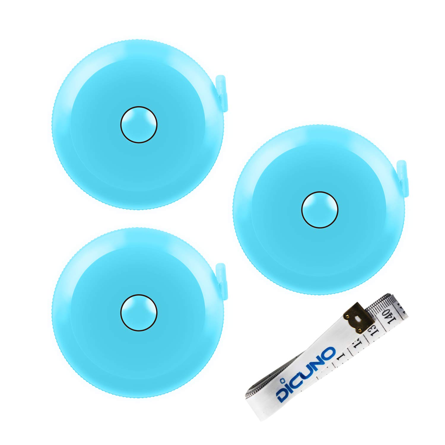 DiCUNO 60-Inch 1.5 Meter Soft and Retractable Tape Body Tailor Sewing Craft Cloth Dieting Measuring Tape (3 Pcs of Sky-Blue) — image 1