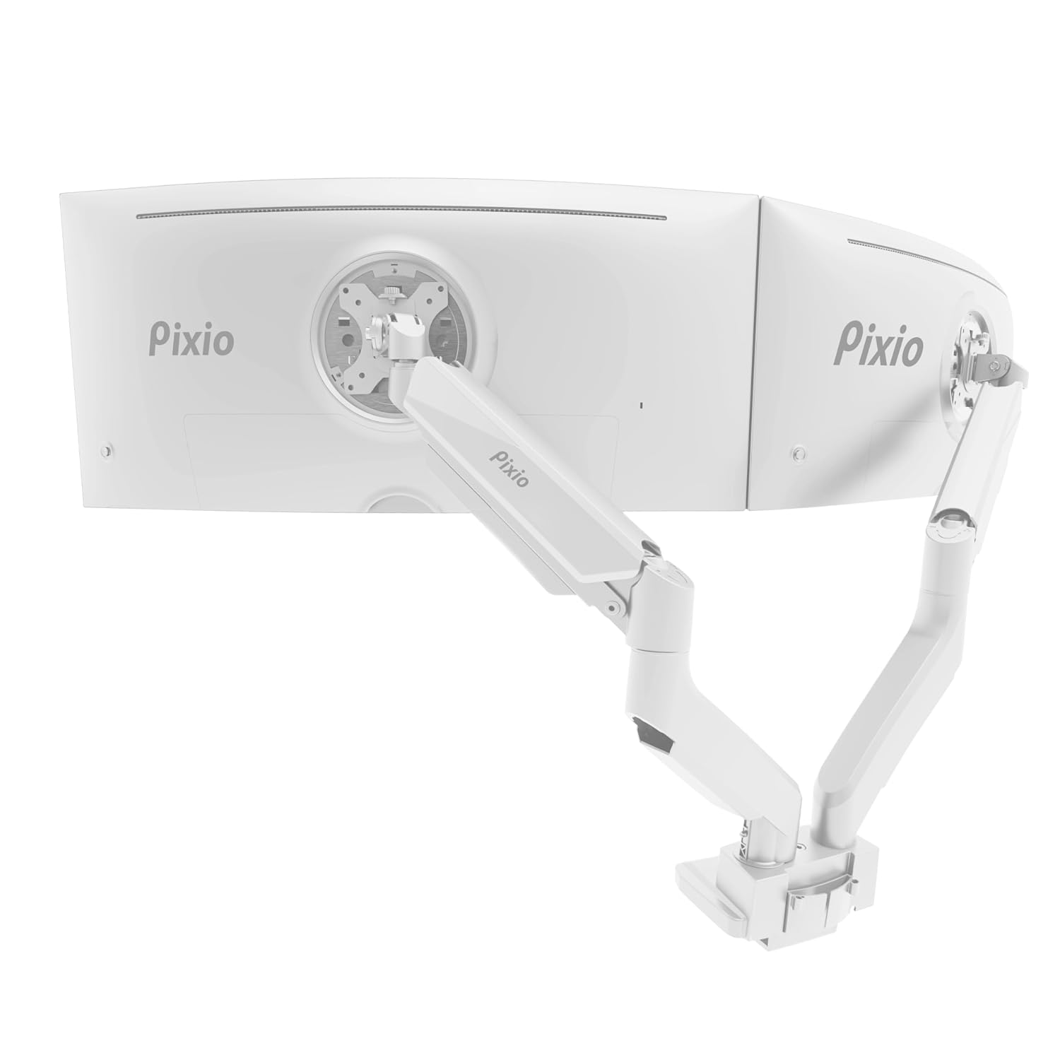 Pixio PS2D White Ultrawide Heavy-Duty Premium Dual Monitor Arm Stand Desk Mount - Fits up to 35 inches