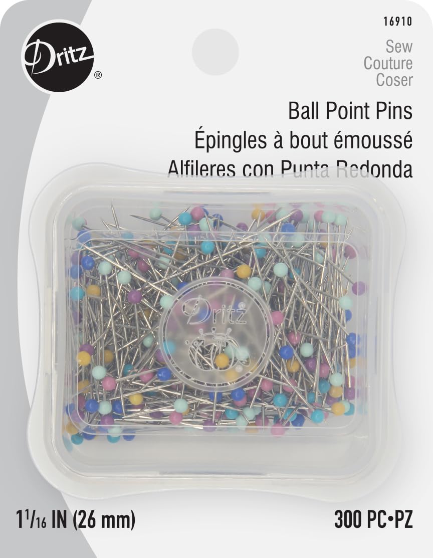 Dritz 1-1/16", 300 Count, Assorted Colors Ball Point Straight Pins