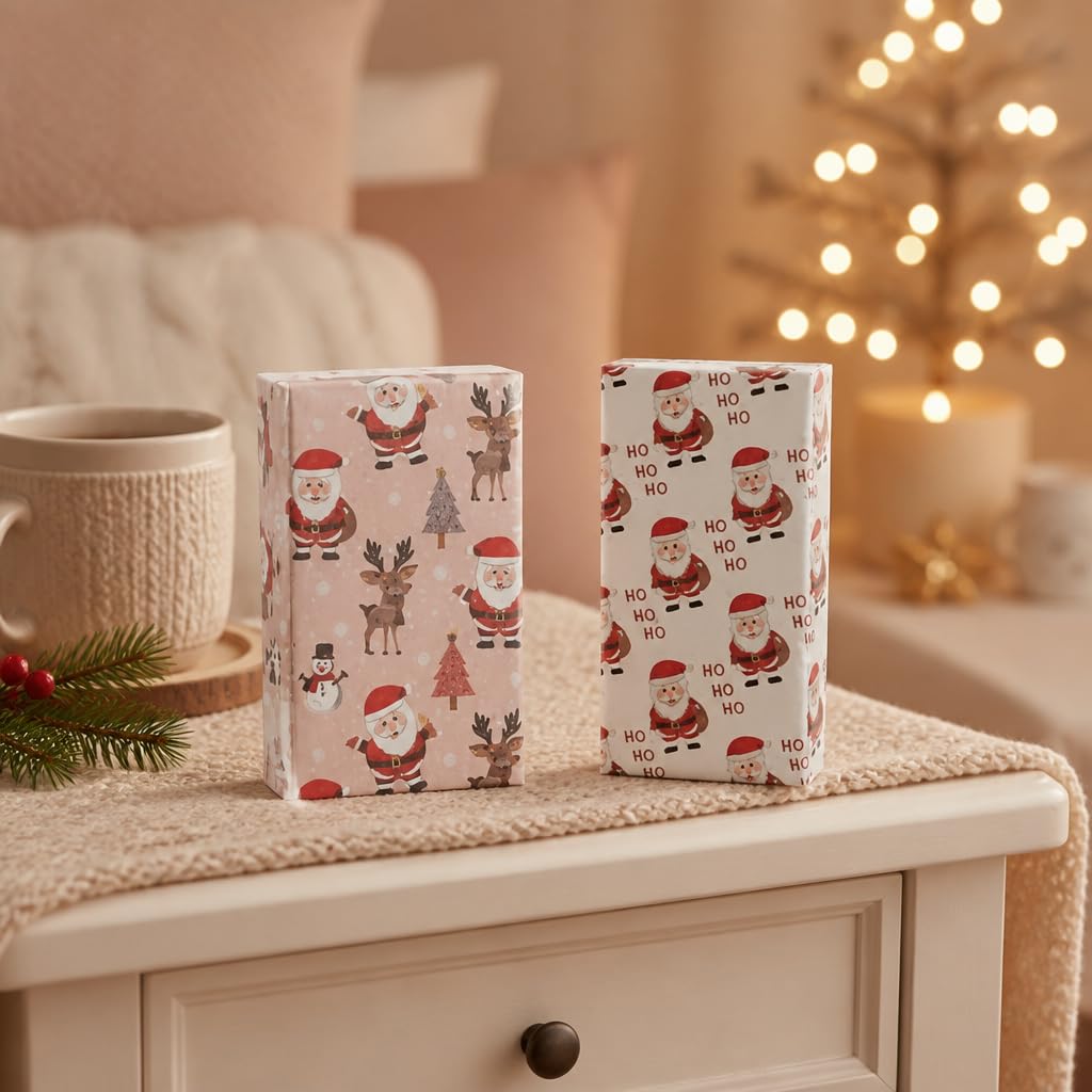 MIJOMA Set di fazzoletti di carta Ho Ho Ho Ho, 3 veli, 36 confezioni, stampati bianchi, pensierini di Natale, regali di Babbo Natale, desideri di guarigione, pratici e morbidi