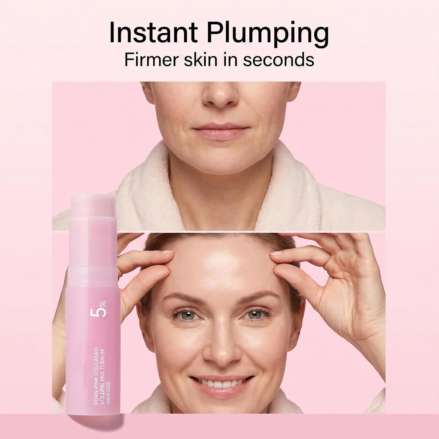 Luxine Korean Pink Collagen, 0.35OZ PDRN Collagen Volume Multi Balm Stick, Moisturizing Plumping Stick for Face, Eyes, Neck, Hydrating Glow (2 Pcs)