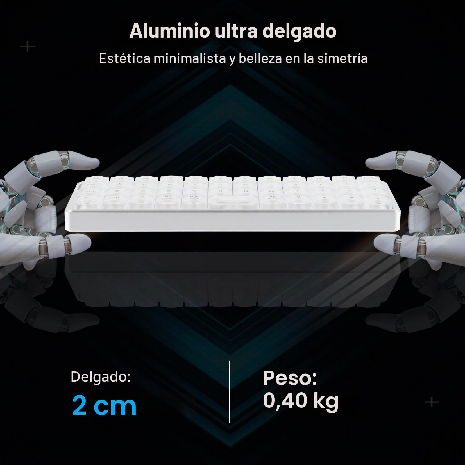 EPOMAKER Luma40 Teclado Mecánico de Bajo Perfil con QMK/Via y Metal CNC, Teclas de PC Transparente, Hot-Swap, Switch Lineal Kailh, 2.4Ghz/BT/USB, Teclado Inalámbrico para Juegos del 40% para Mac/Win