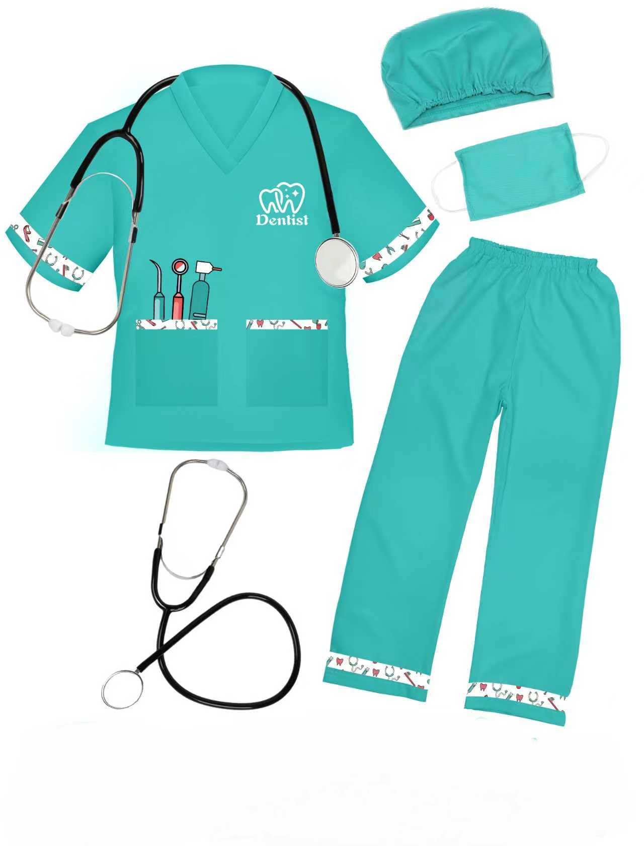 ANPHILE Dentist Costume for Kids, Kids Doctor Dentist Play Set, Halloween Dress Up Costume for Boys Girls