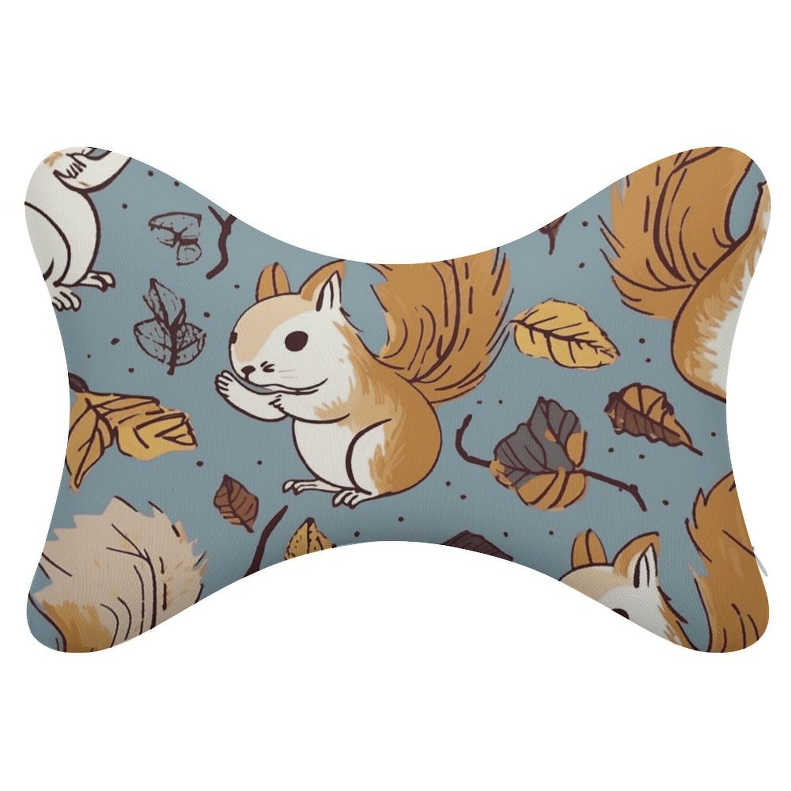 FekiLoot Cute Squirrel 1 Car Headrest Set of 2,Softness Memory Foam Car Neck Pillow with Breathable Removable Cover Car Neck Support Pillow Ergonomic for Driving, Office