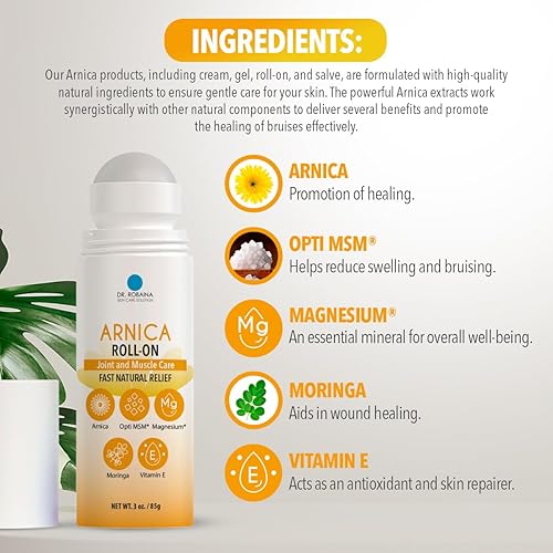 Miniatura 6 de Dr. Robaina Arnica Bruise Roll-On de 3 onzas  Arnica Montana de grado USP y vitamina K  Rodillo de secado rápido y sin desorden que reduce