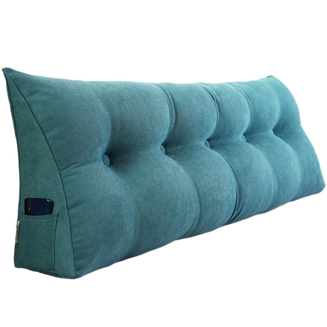 O·Lankeji Headboard Pillow Long Bed Pillow Triangular Bedside Cushion Soft Wedge Pillow Headboard Double Bedside Triangle Cushion for Bedroom Bed Tatami (Color : Lake Blue, Size : 80x50x20cm)