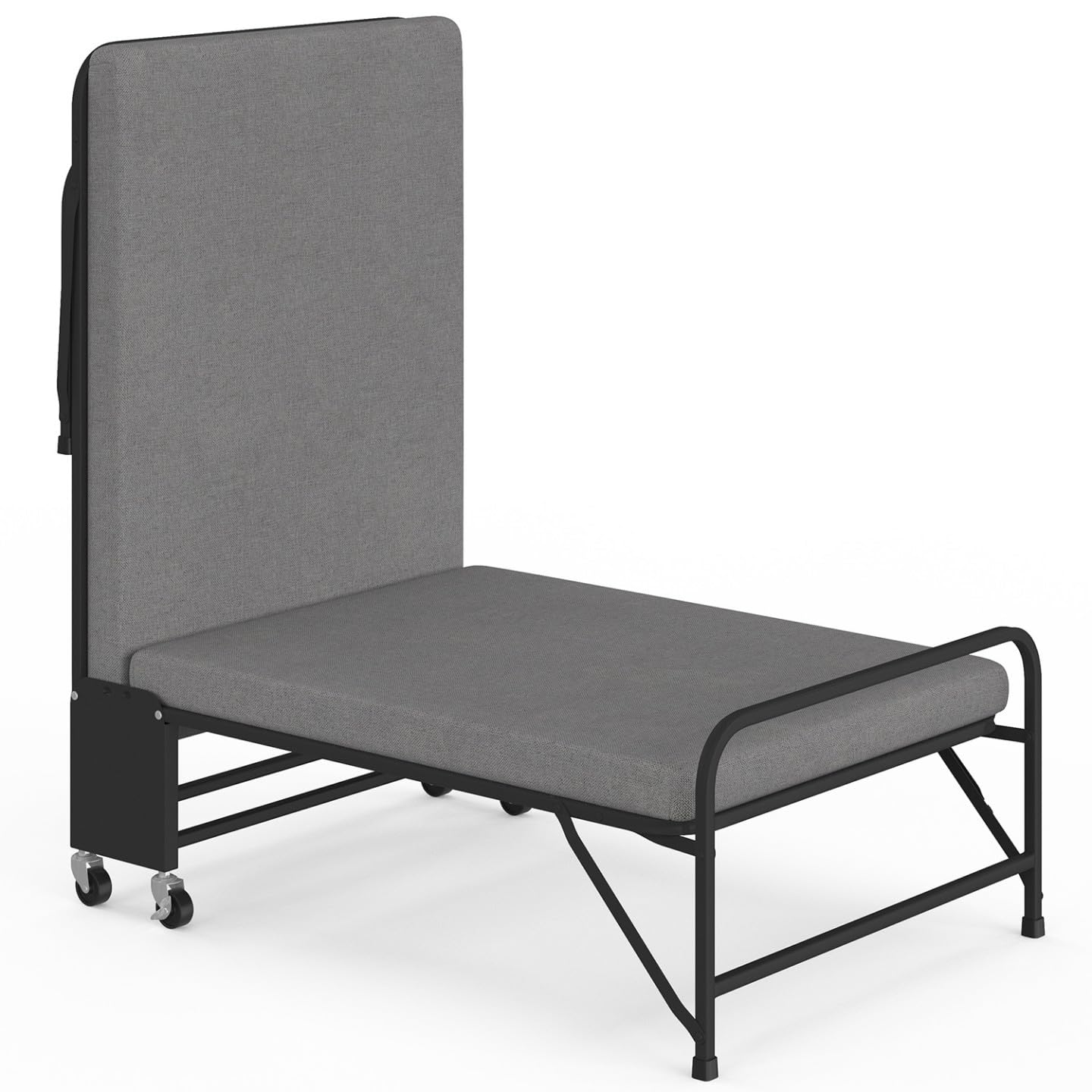 IDMarket - Lit d'appoint Pliant 1 Personne ZAK 70 x 190 cm Gris et Noir