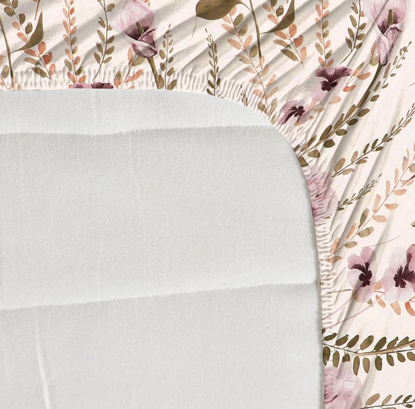 Image of la'amour Cotton All Round Elastic Fitted Bedsheets with 1 Pillow Cover|Single Mattress Bed Breathable| Longlasting | Supersoft Size - 36 x 72 + 6 inches (Color -White Green)