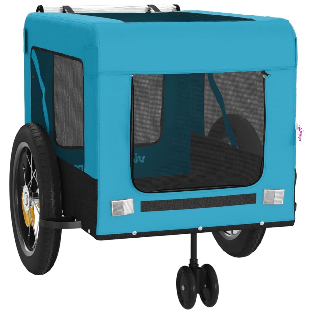 Homgoday Niebieska i czarna przyczepa rowerowa Oxford i żelazo, wyposażenie wózka dla psa, wózek rowerowy, wózek rowerowy, wózek dla psa, transporter rowerowy model 93946
