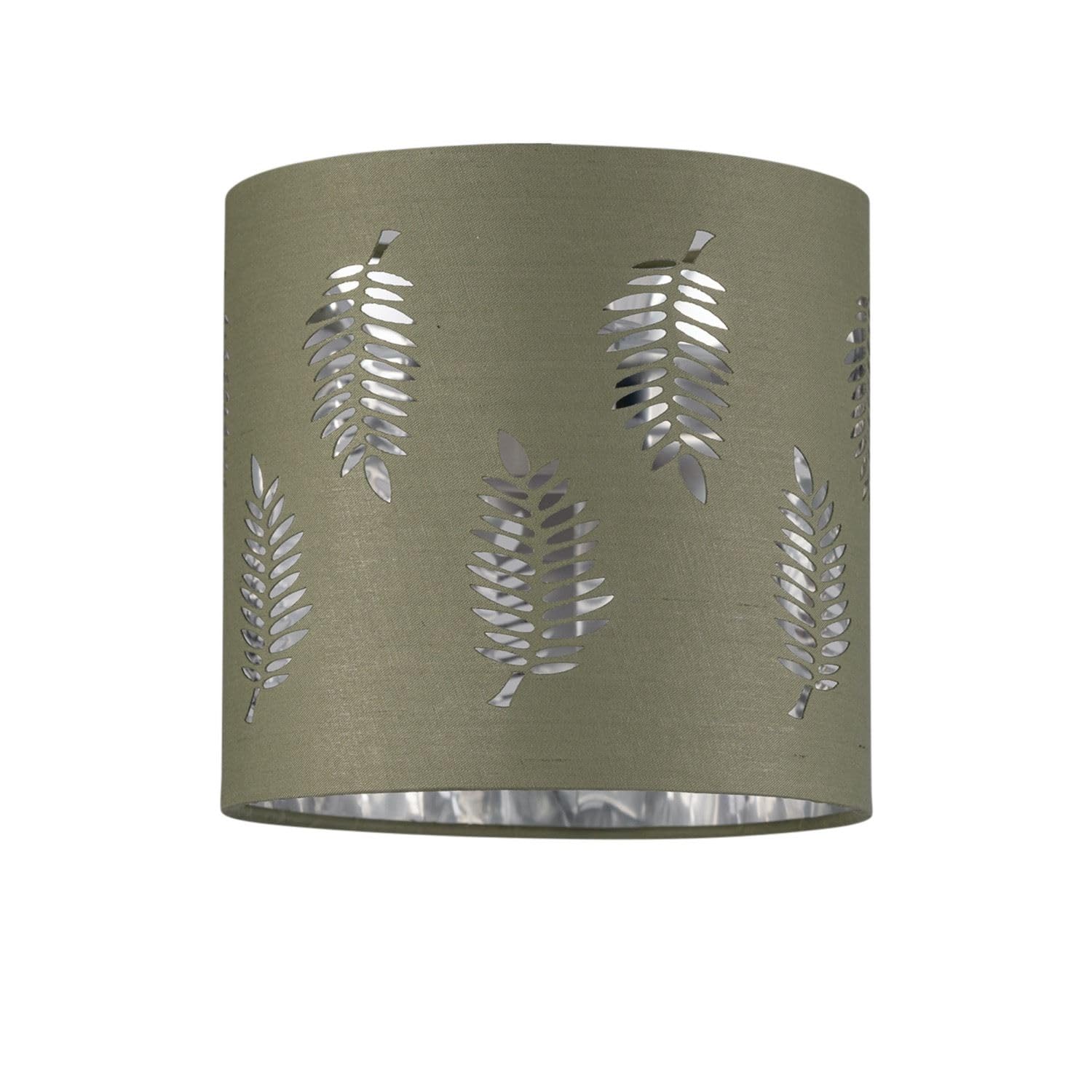 Firstchoicelighting Sage Green Table Lamp Shade, Lampshade For Table Lamp Or Bedside Light, Fern Leaf Cut Out Design, Diameter 15Cm