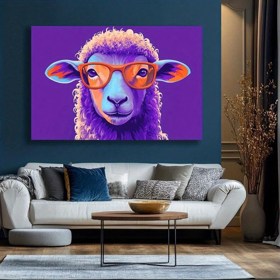 Affiche mouton avec lunettes 50x75 cm pour décoration salon tendance