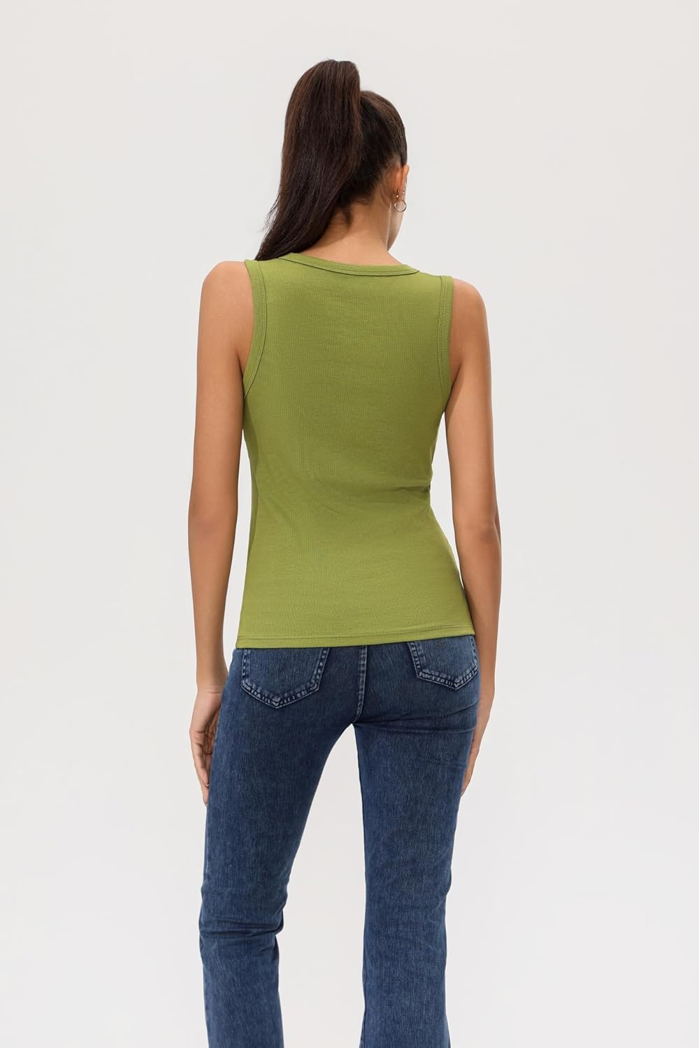 Women's Sleeveless Crewneck Ribbed Tank Top Slim Fit Racerback Summer Basic Shirt - Image 4