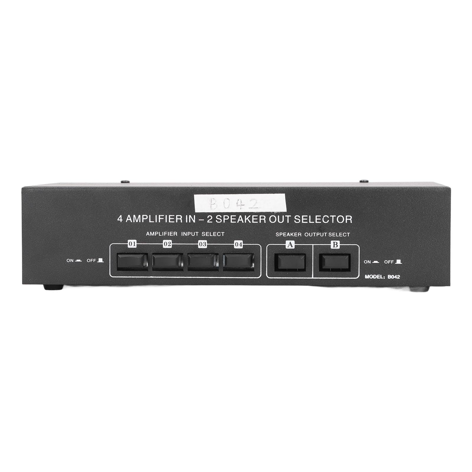 Selector de Amplificador de 4 Vías, Interruptor Selector Pasivo, Interruptor de Caja Selectora de Audio, Caja de Audio con 2 Salidas de Altavoz Estéreo con Botones de Encendido y